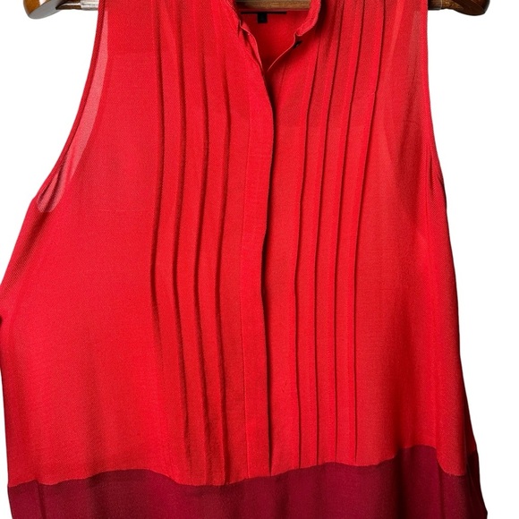 Rag & Bone Size 6 Color Block High Low Sleeveless Top Collared 100% Silk Red - Picture 2 of 13